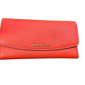 Michael Kors Jet Set Saffiano Crimson Leather Wallet